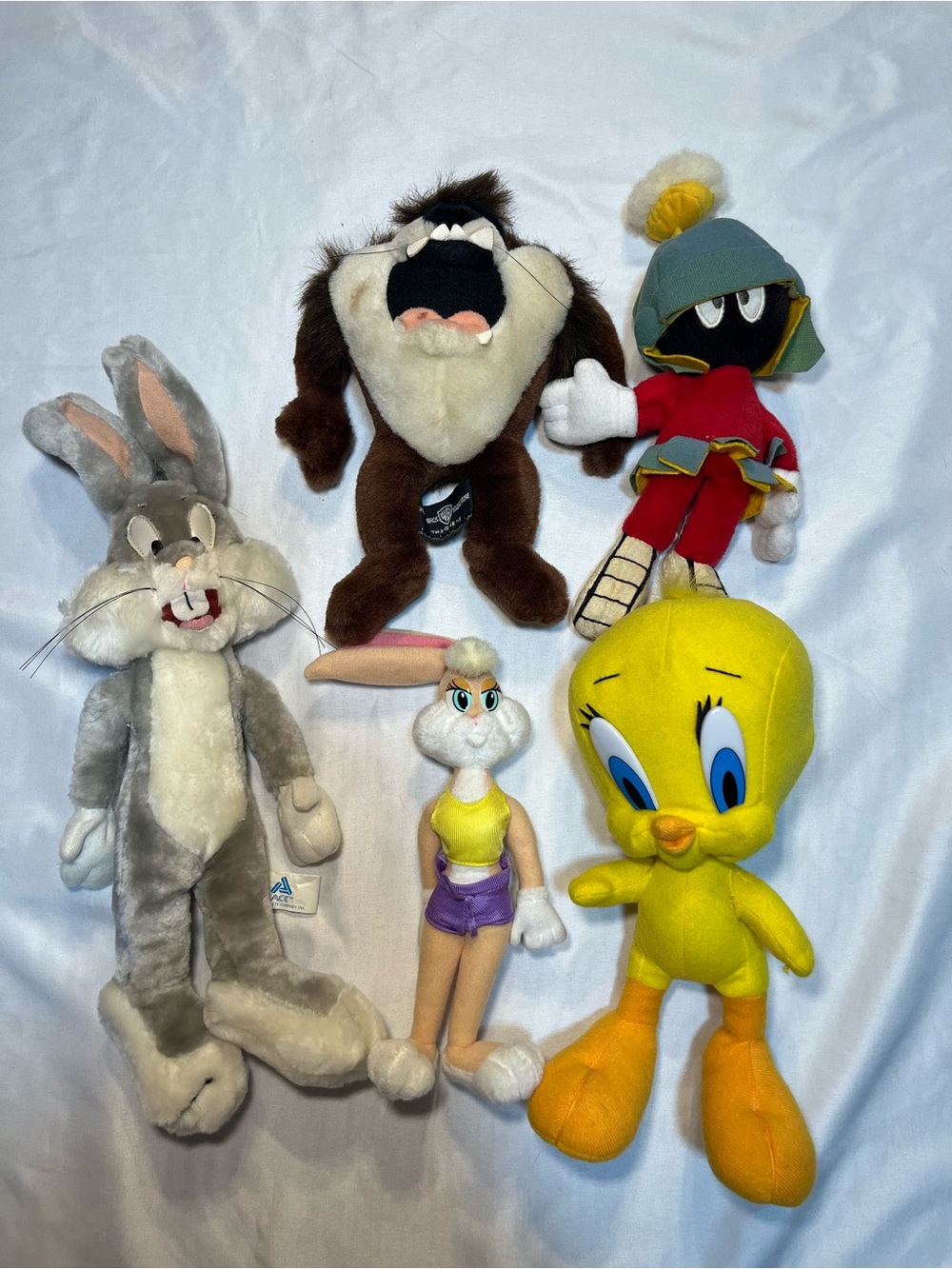 Vintage 1996 Looney Tunes Plush Lot of 5 Bugs Bunny Tweety Taz Marvin Lola